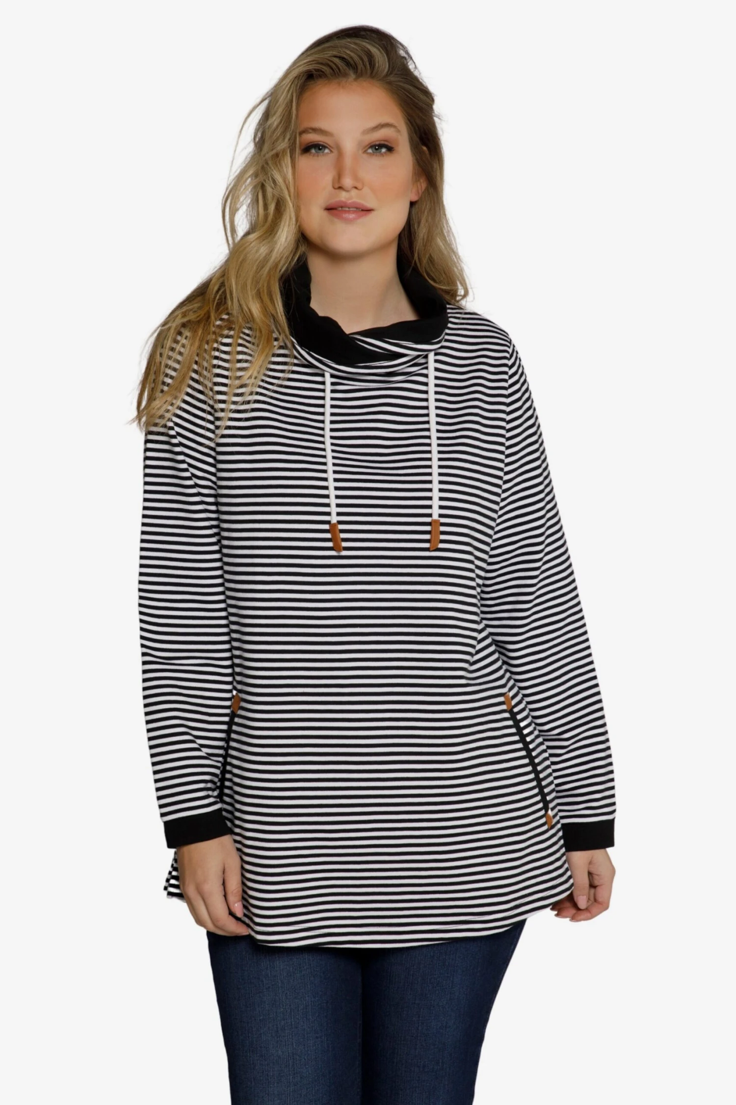 Ulla Popken Sweatshirts Sweatshirt Dames Zwart / Wit 5 Ulla Popken Sweatshirts Sweatshirt Dames Zwart / Wit - Afbeelding 3