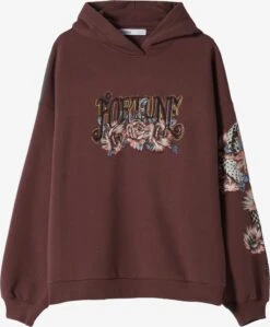 BERSHKA Hoodies Sweatshirt Dames Kastanjebruin