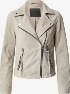 Schmuddelwedda Winkel 38 AllSaints Leren Jassen Tussenjas DALBY Dames Stone Grey