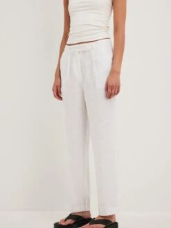 NA-KD Bandplooibroeken Regular Bandplooibroek Dames Wit