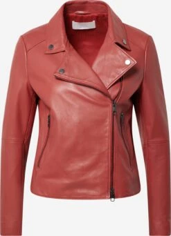 BOSS ORANGE Leren Jassen Tussenjas Saleli Dames Karmijnrood