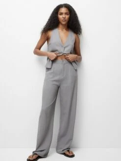 PULL & BEAR Bandplooibroeken Regular Bandplooibroek Dames Grijs -Schmuddelwedda Winkel 532e9ad64eff8d3bb6d9491ef43c4d7b