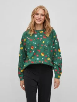 Vila Sweatshirts Sweatshirt Dames Groen -Schmuddelwedda Winkel 5b6b44c2cf6b318c1adcbbcd65710ded