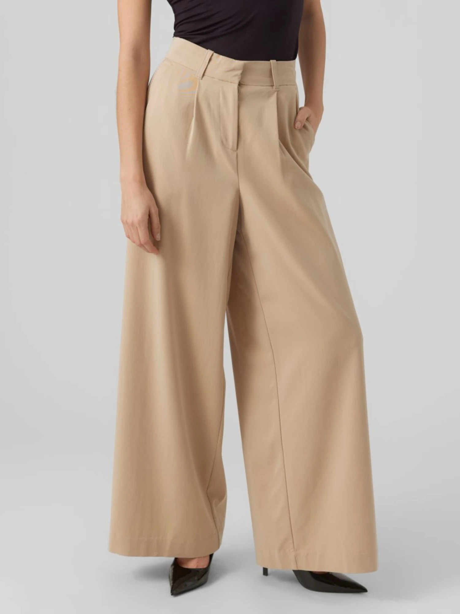 Vero Moda Bandplooibroeken Wide Leg Bandplooibroek Tilikaya Dames Donkerbeige 5 Vero Moda Bandplooibroeken Wide Leg Bandplooibroek Tilikaya Dames Donkerbeige - Afbeelding 3