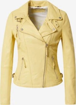 Freaky Nation Leren Jassen Tussenjas Dames Lichtgeel