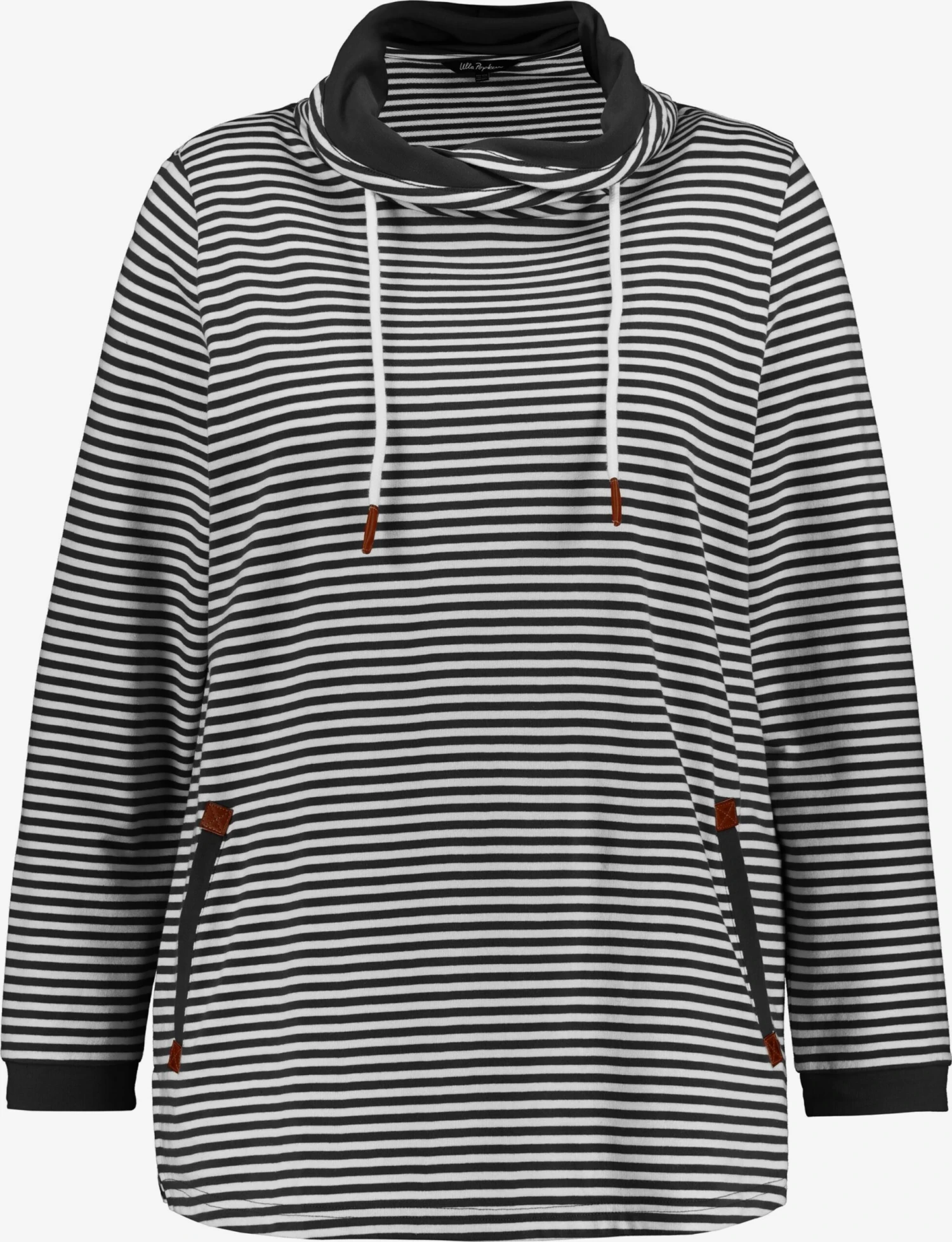 Ulla Popken Sweatshirts Sweatshirt Dames Zwart / Wit 3 Ulla Popken Sweatshirts Sweatshirt Dames Zwart / Wit
