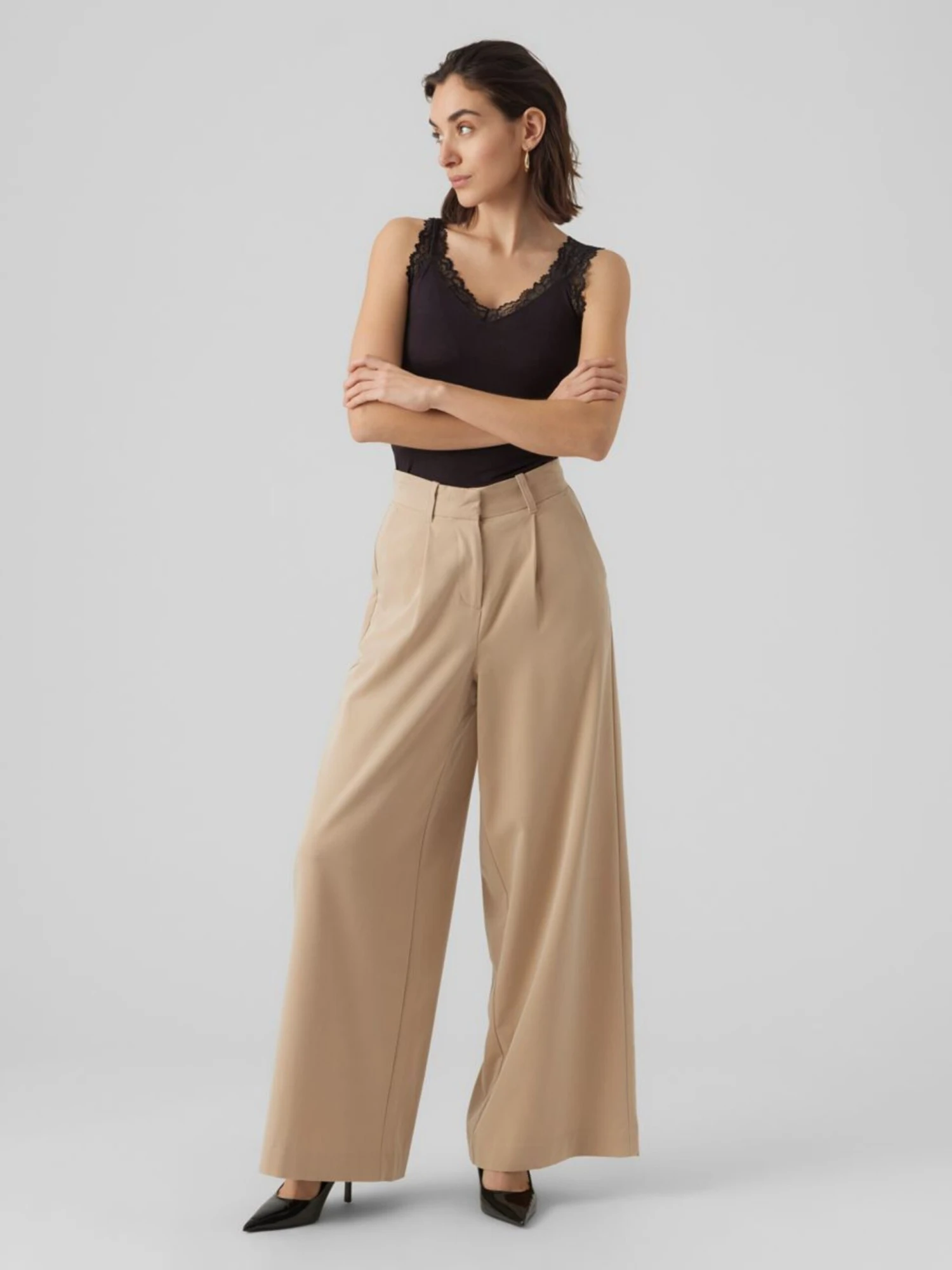Vero Moda Bandplooibroeken Wide Leg Bandplooibroek Tilikaya Dames Donkerbeige 7 Vero Moda Bandplooibroeken Wide Leg Bandplooibroek Tilikaya Dames Donkerbeige - Afbeelding 5