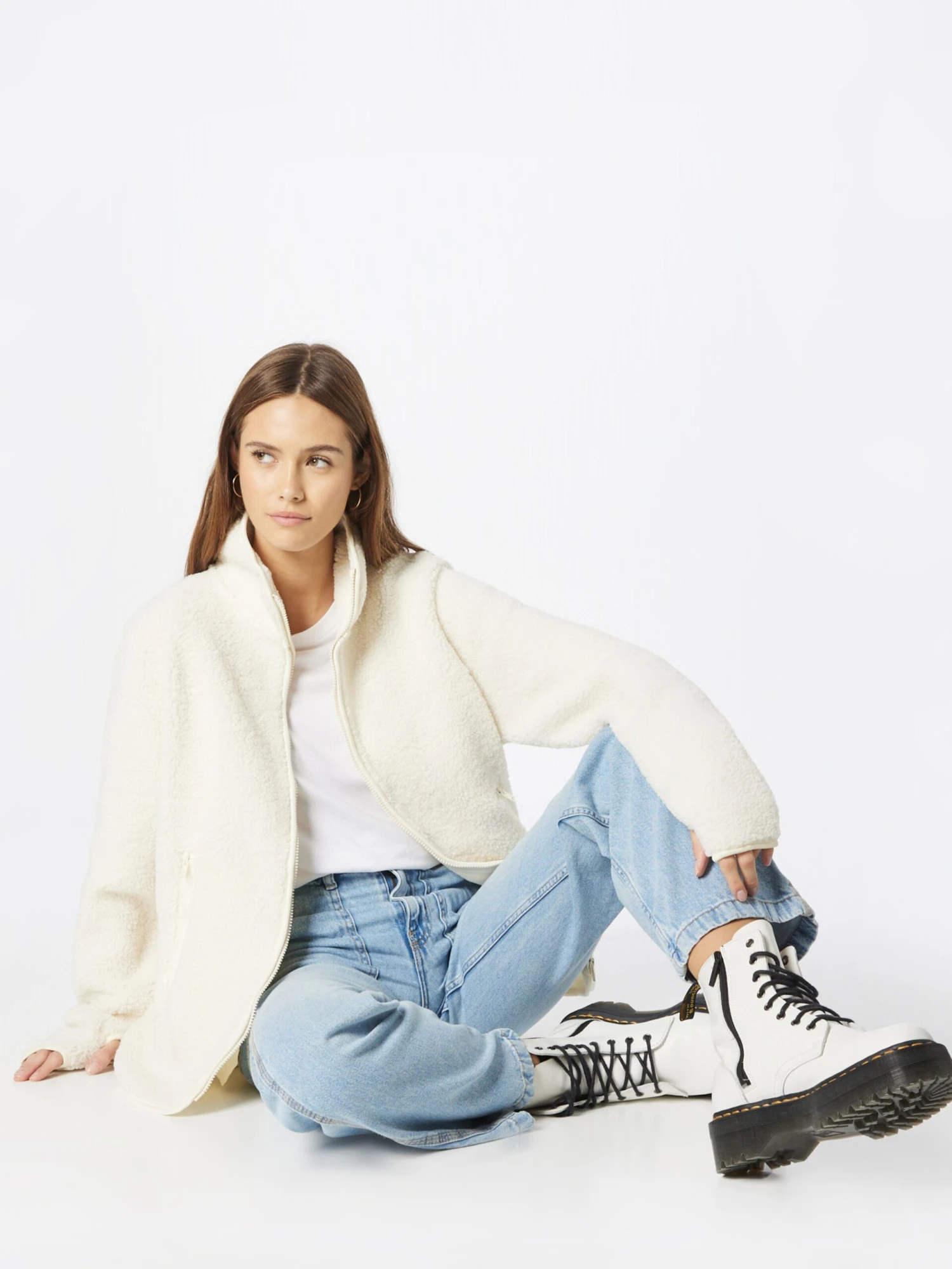 Gina Tricot Outdoor Jassen Fleece Jas Tara Dames Wit 7 Gina Tricot Outdoor Jassen Fleece Jas Tara Dames Wit - Afbeelding 5