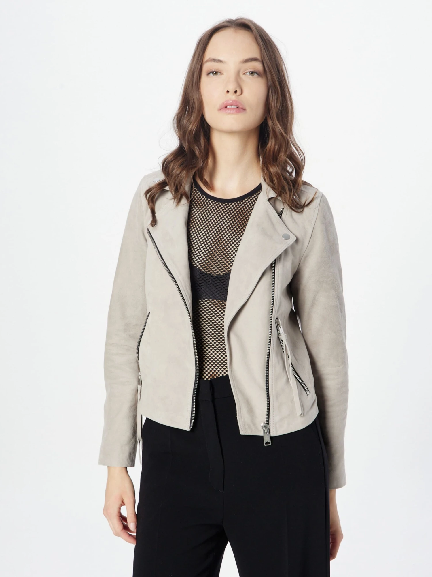 AllSaints Leren Jassen Tussenjas DALBY Dames Stone Grey 5 AllSaints Leren Jassen Tussenjas DALBY Dames Stone Grey - Afbeelding 3