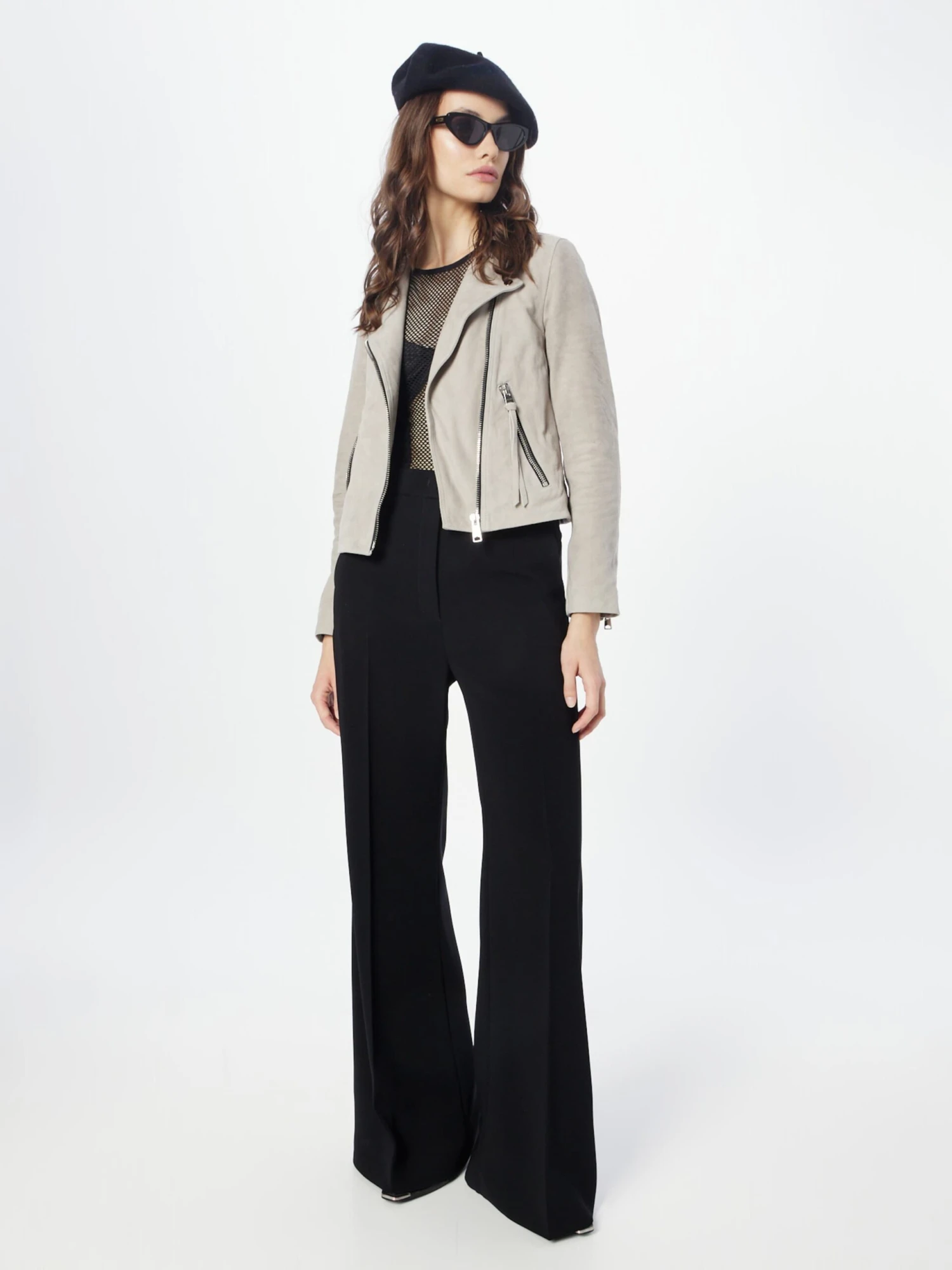 AllSaints Leren Jassen Tussenjas DALBY Dames Stone Grey 7 AllSaints Leren Jassen Tussenjas DALBY Dames Stone Grey - Afbeelding 5