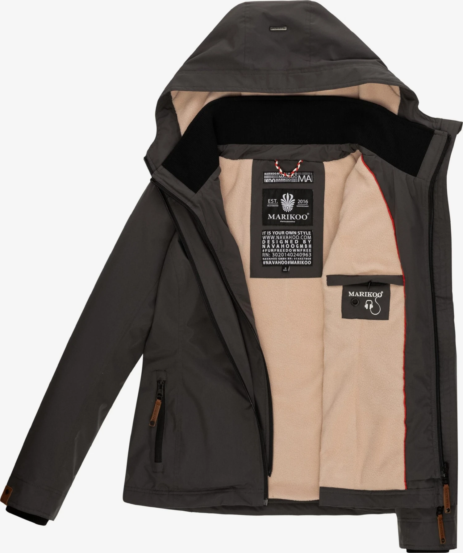 Marikoo Outdoor Jassen Functionele Jas Erdbeere Dames Antraciet 6 Marikoo Outdoor Jassen Functionele Jas Erdbeere Dames Antraciet - Afbeelding 4