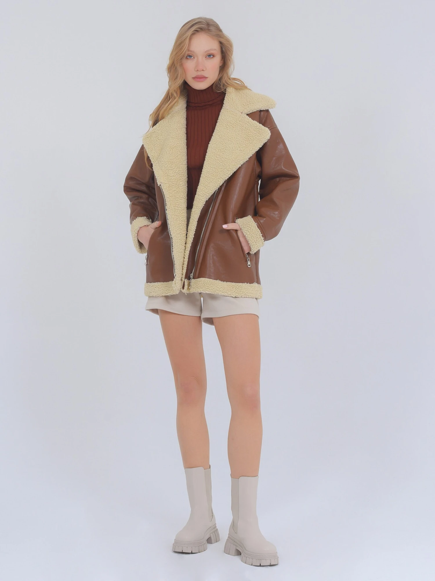 Leren Jassen Winterjas Ella Dames Bruin 5 Leren Jassen Winterjas Ella Dames Bruin - Afbeelding 3