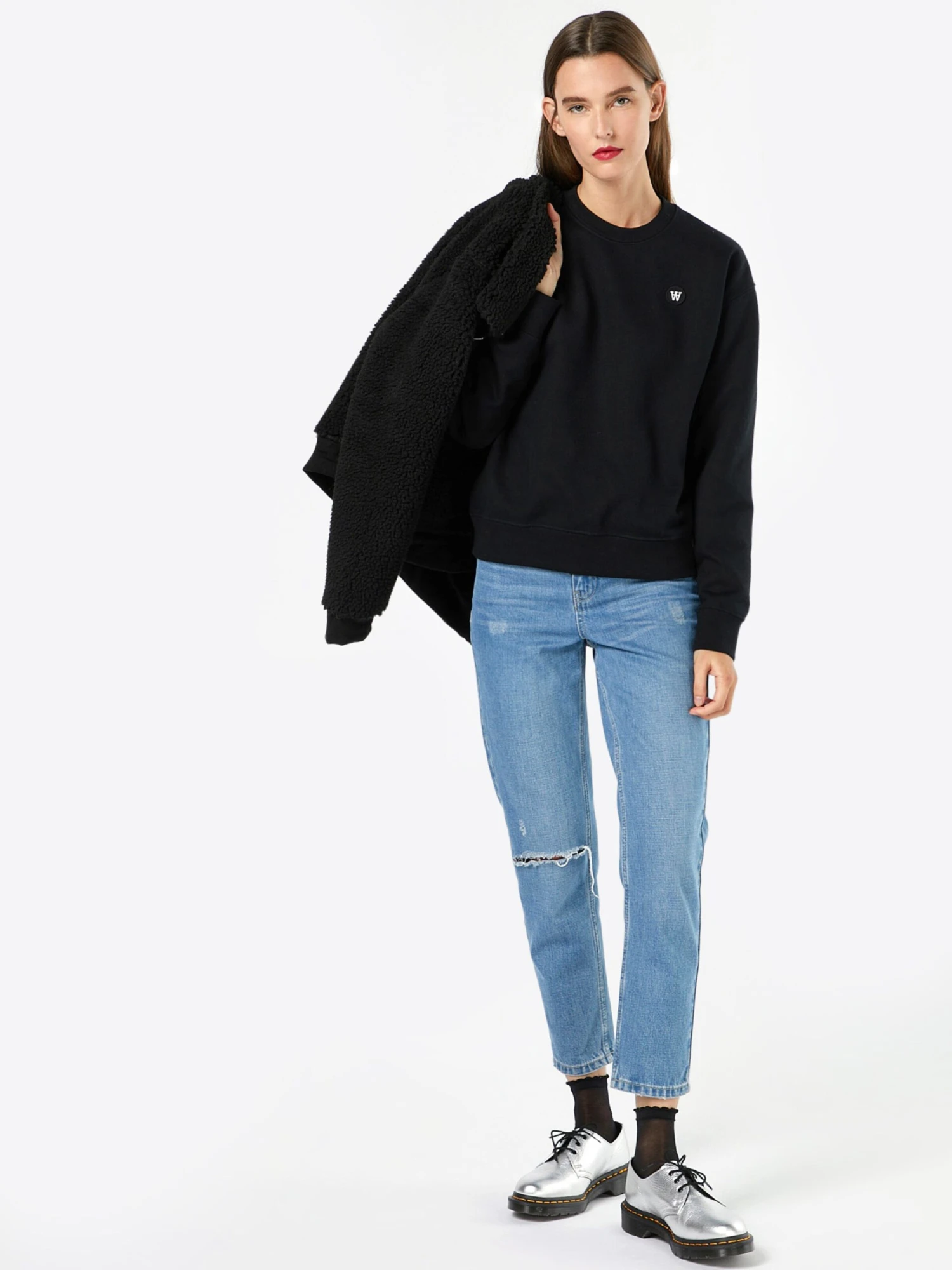 Wood Wood Sweatshirts Sweatshirt Jess Dames Zwart 6 Wood Wood Sweatshirts Sweatshirt Jess Dames Zwart - Afbeelding 4